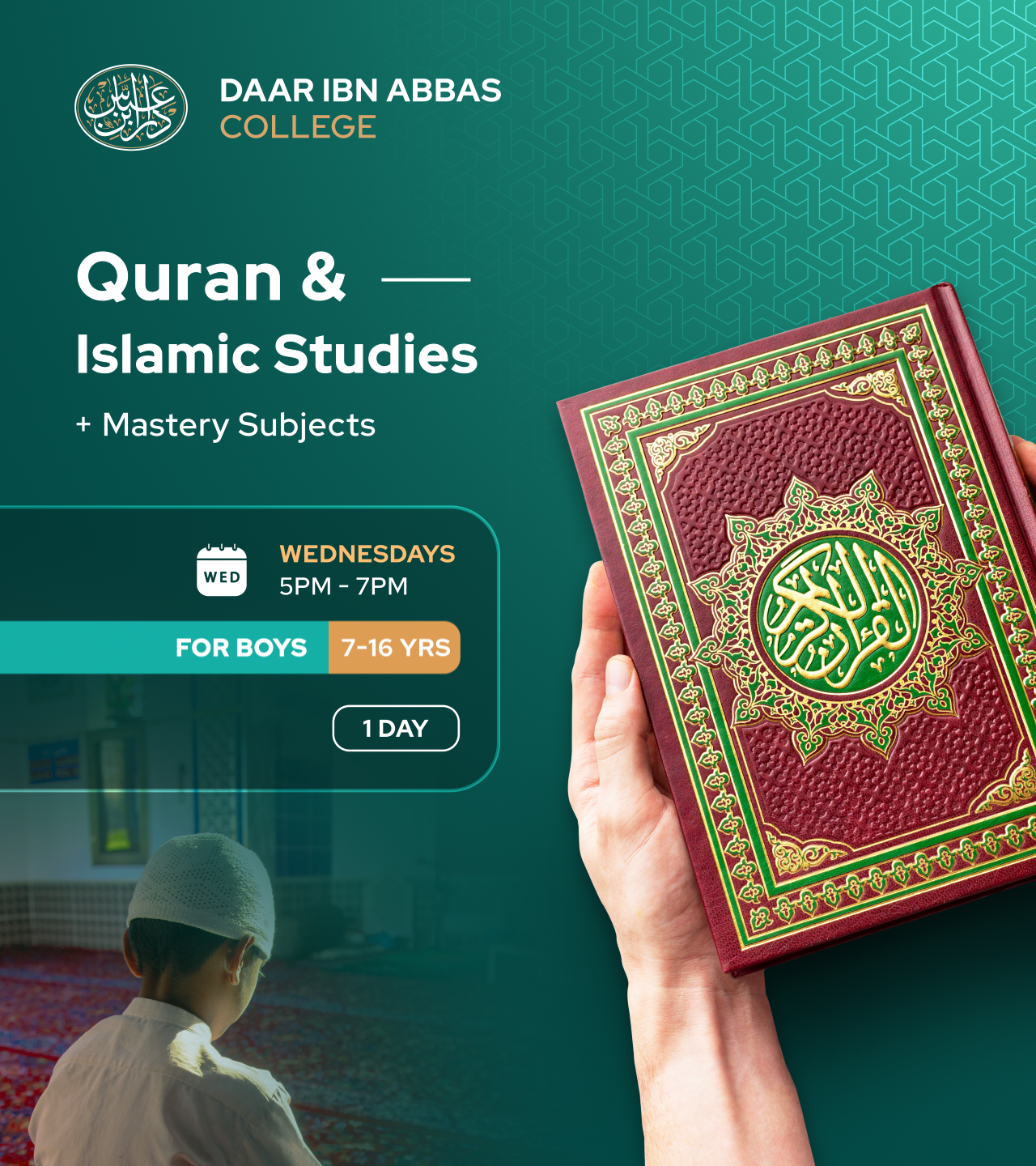 Boys' Quran & Islamic Studies – Wednesdays