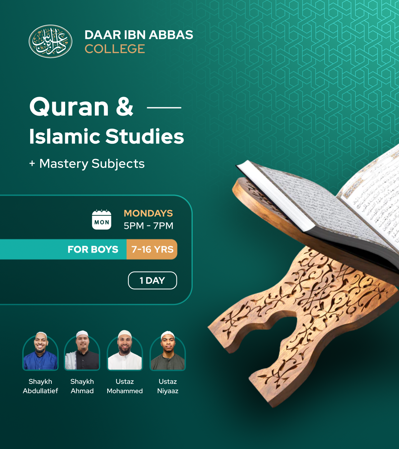 Boys' Quran & Islamic Studies – Mondays