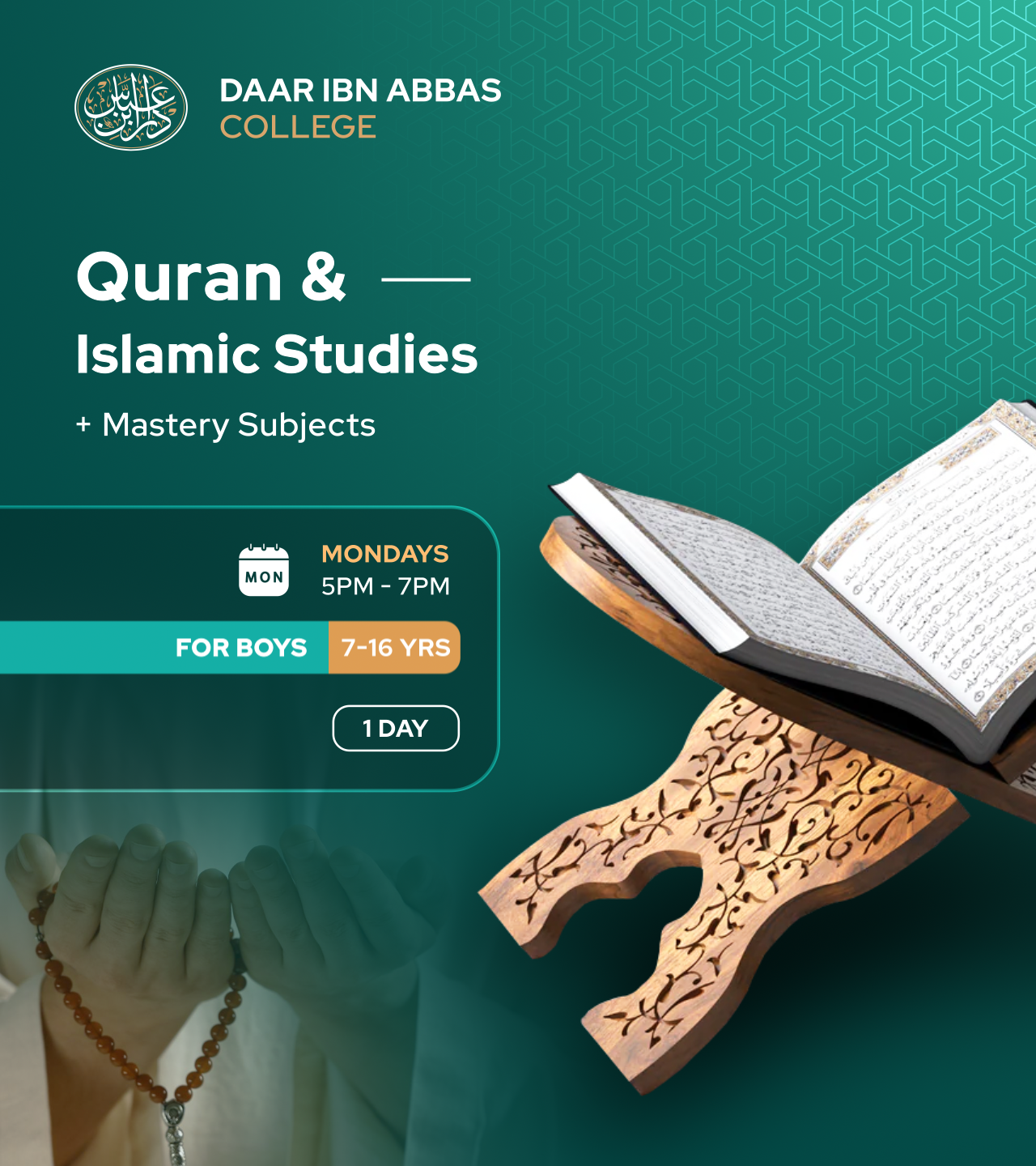 Boys' Quran & Islamic Studies – Mondays